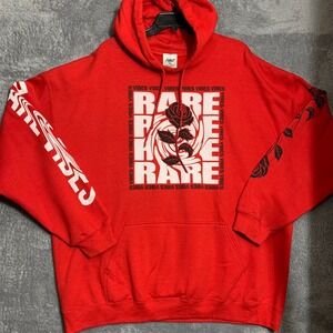 Popular Poison Rare Vibes Rose Hoodie Mens 2XL Red Graphic Streetwear Pullover